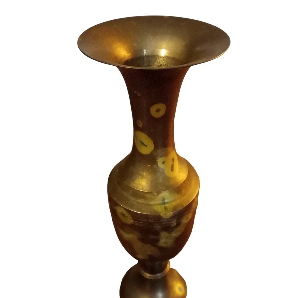 Brass Bud Vase Heavy Metal Vintage Made in India 10